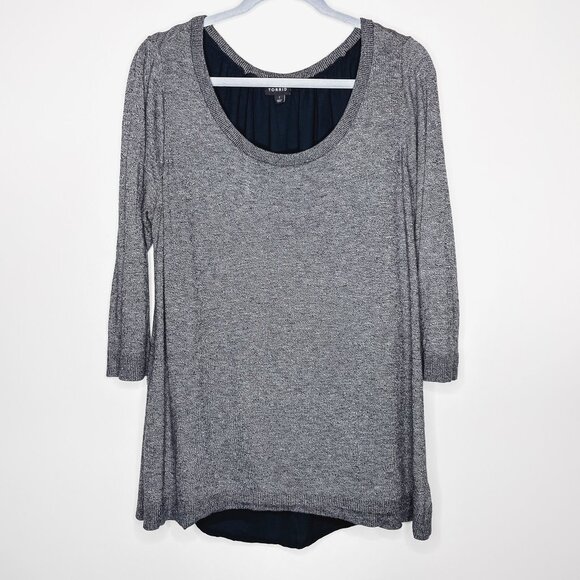 torrid Sweaters - Torrid Grey Knit Sweater with Lace-Up Back Detail Size 1‎ Heathered Grey